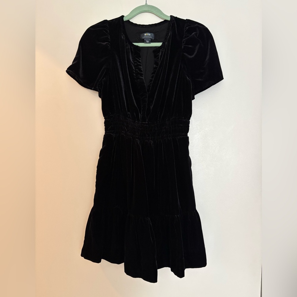 Anthropologie Maeve Mini Black Velvet Dress Size Small - Picture 4 of 8